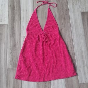 Miken Heart Backless Halter Swim Coverup Dress M